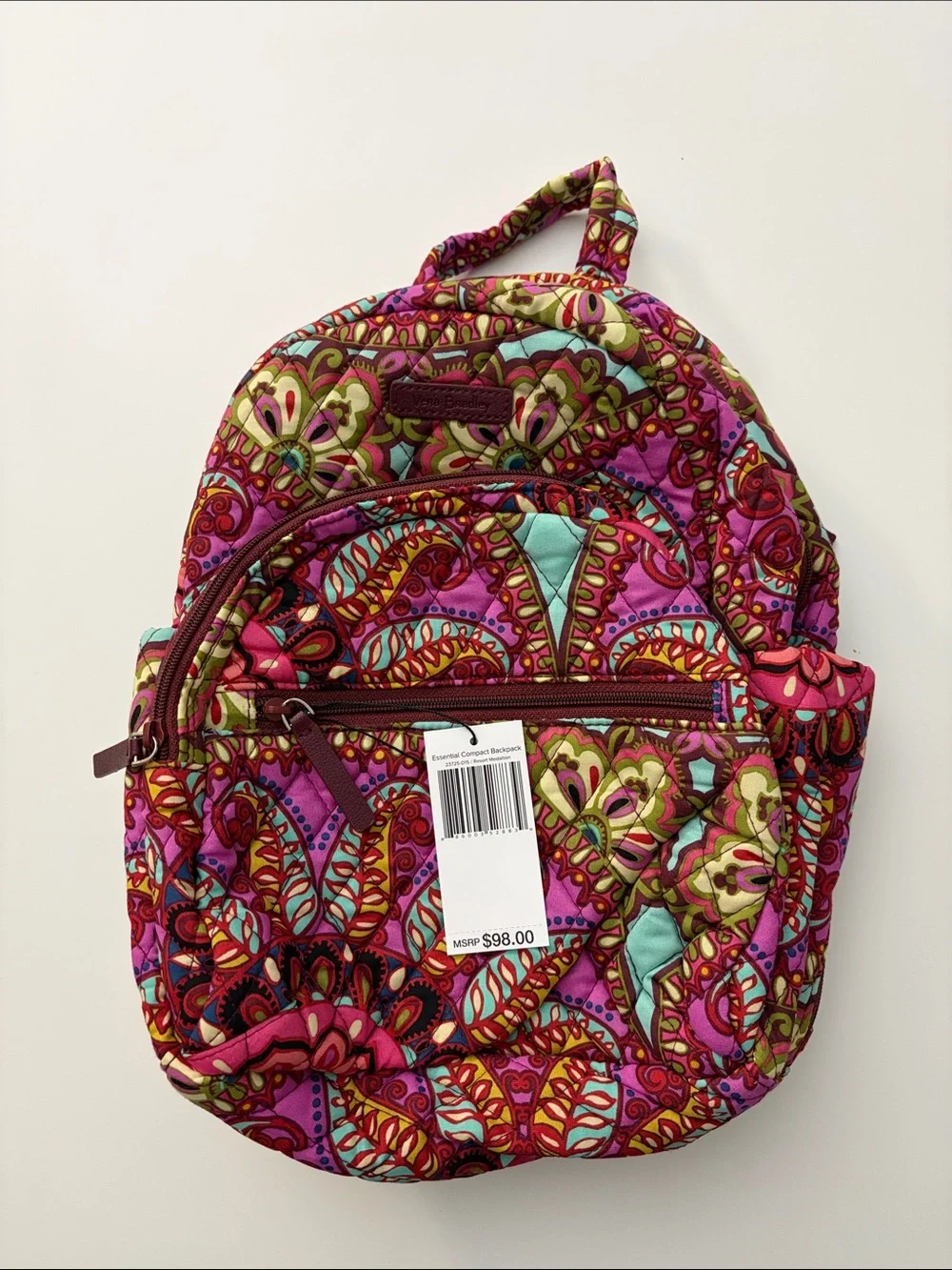 Vera Bradley Quilted Paisley Essential Compact Mini Backpack in Resort Medallion